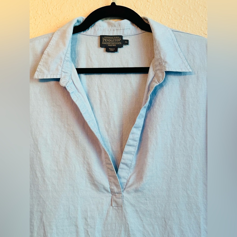 Pendleton 100% Cotton Collared Split Neck Sleevel… - image 3